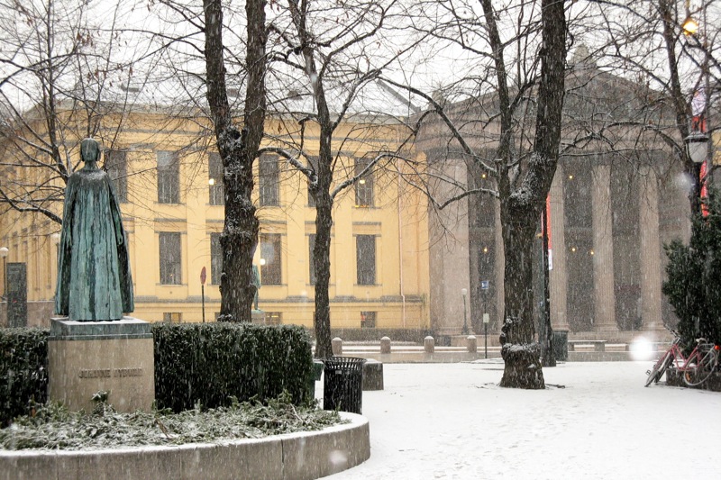 Second snow, University of Oslo, Norway. Image: Lynn D. Rosentrater.