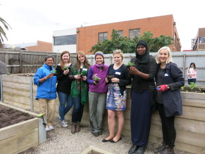 Isabelle (3rd from the left) with the team from the Footscray FOODpath community garden
